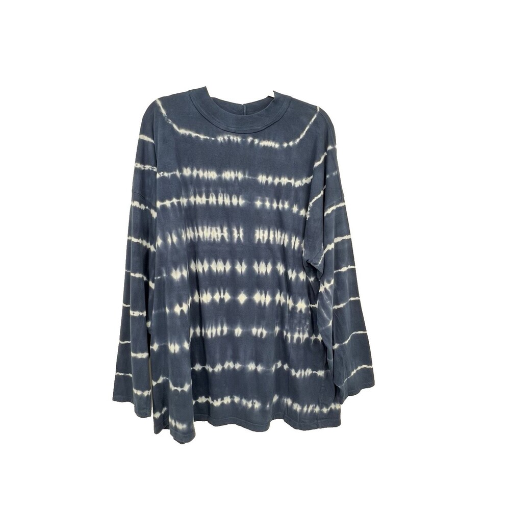 Free People We The Free Be Free Tie Dye Tee Blue Size XL Boho Casual Oversized